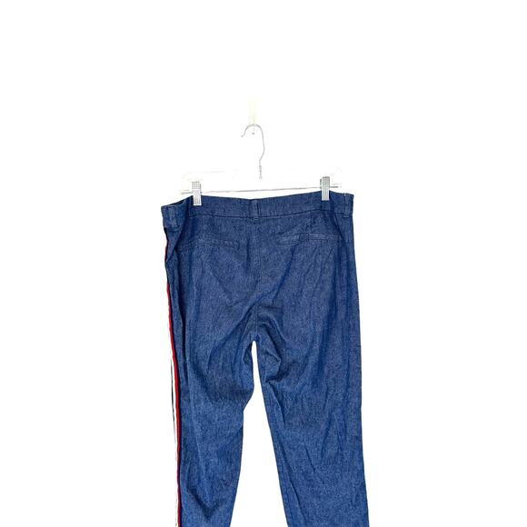 Old Navy Blue Denim Linen Blend Mid-Rise Side-Stripe Ankle Dress Pants Size 12 - Picture 11 of 16